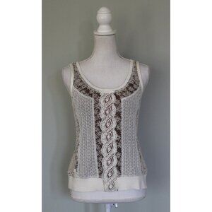 BYRON LARS Beauty Mark Mixed Lace Knit Tank Top, Size 4